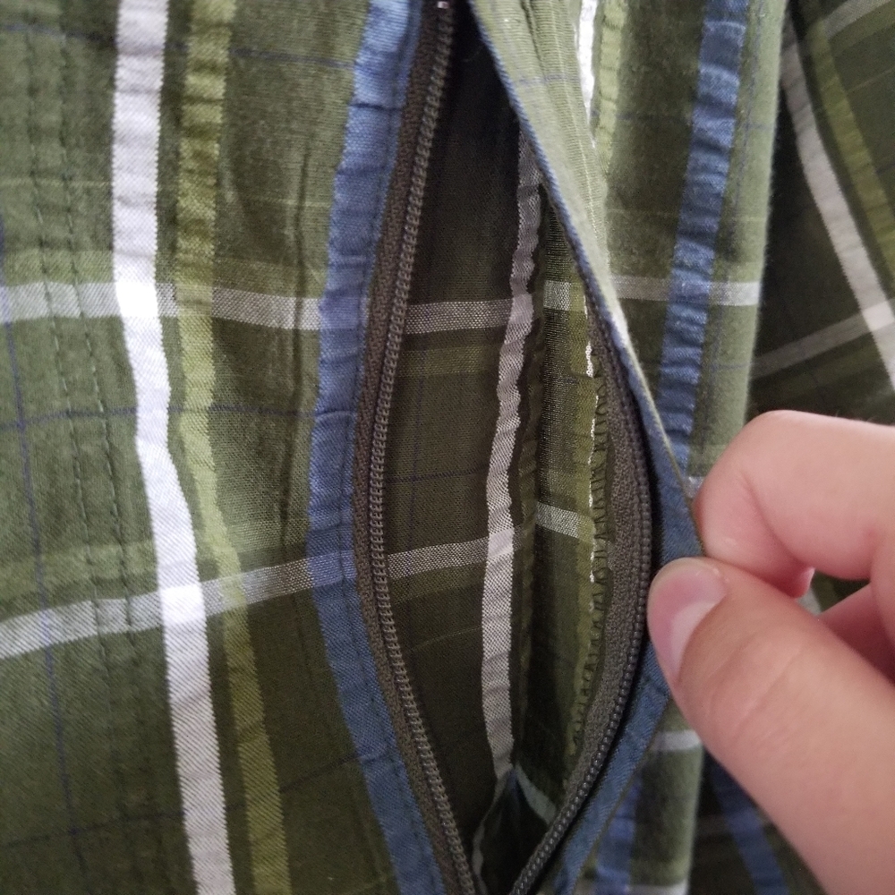 Woolrich Men's Shirt Large Green Blue Button Down Short Sleeve Plaid Pocket Vent - Picture 2 of 5